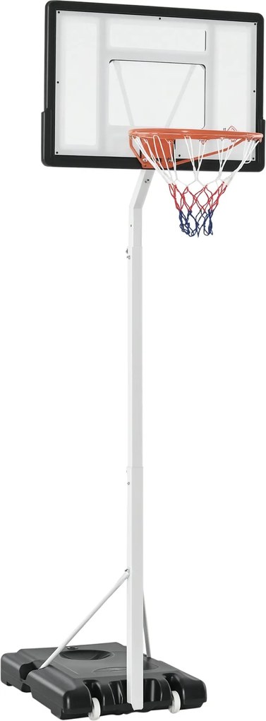 HOMCOM Hracský Kôš pre Dospelých s Nastaviteľnou PVC Doskou 90x60x260-310cm a Integrovanými Kolesami Biela | Aosom