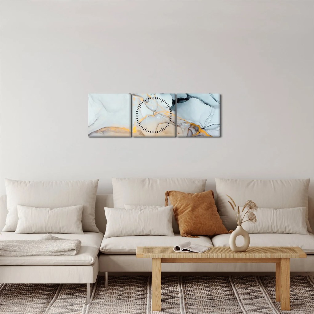 Obraz - Mramor (s hodinami) (90x30 cm)
