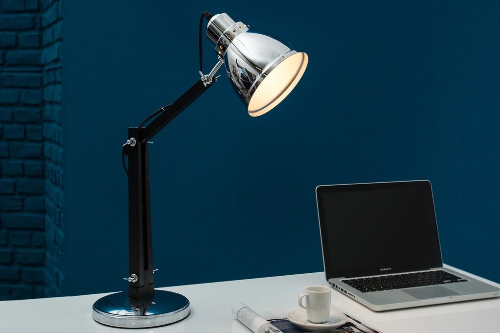 Bighome - Stolná lampa INDUS, 60 cm - čierna, strieborná