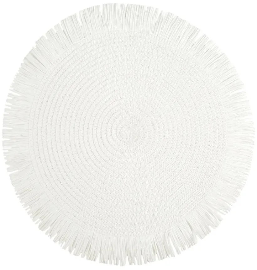 Okrúhla podložka v boho štýle so strapcami - prestieranie 38 cm sivá
