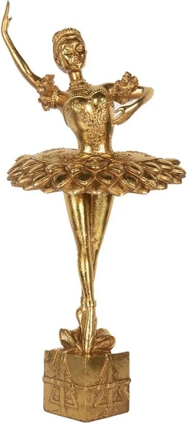 Zlatá antik dekorácia Ballerina na podstavci - 20*17*45 cm