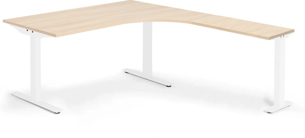 Modulus ergonomický stôl, T-stojan, 1600x2000 mm, biely rám, dub