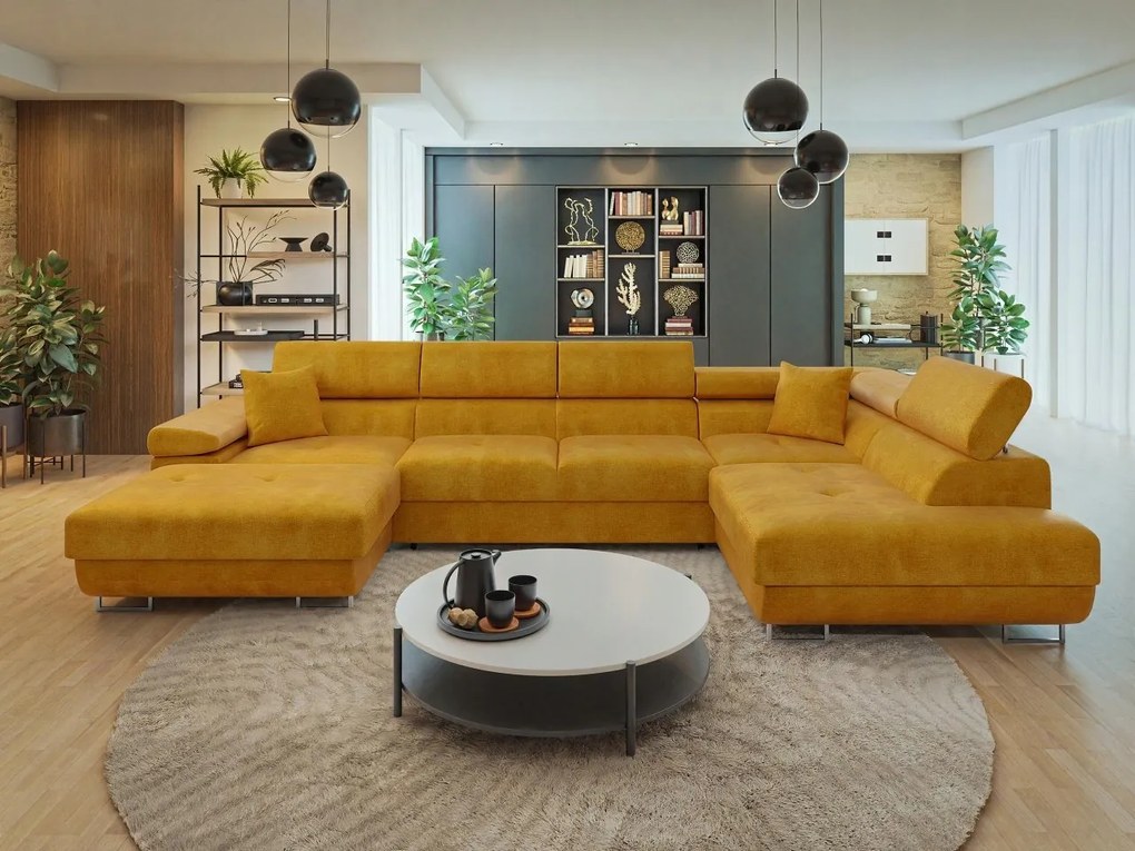 Rohová sedačka U Terazuro Bis (horčicová) (s úl. priestorom) (p)