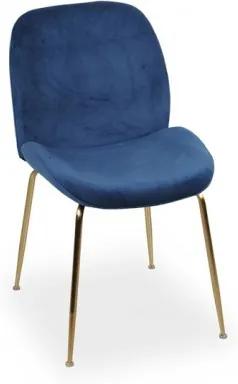 JOE zamatová stolička zlatá Modrá