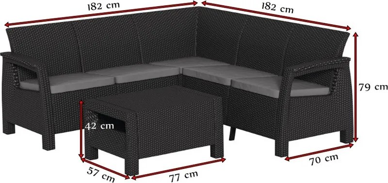 ALLIBERT CORFU RELAX Set záhradný, grafit/sivá 17202123
