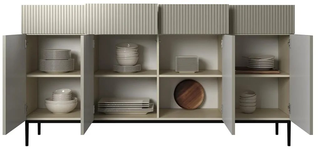 Komoda so zásuvkami Nicole 200 cm - kašmír / čierne nohy