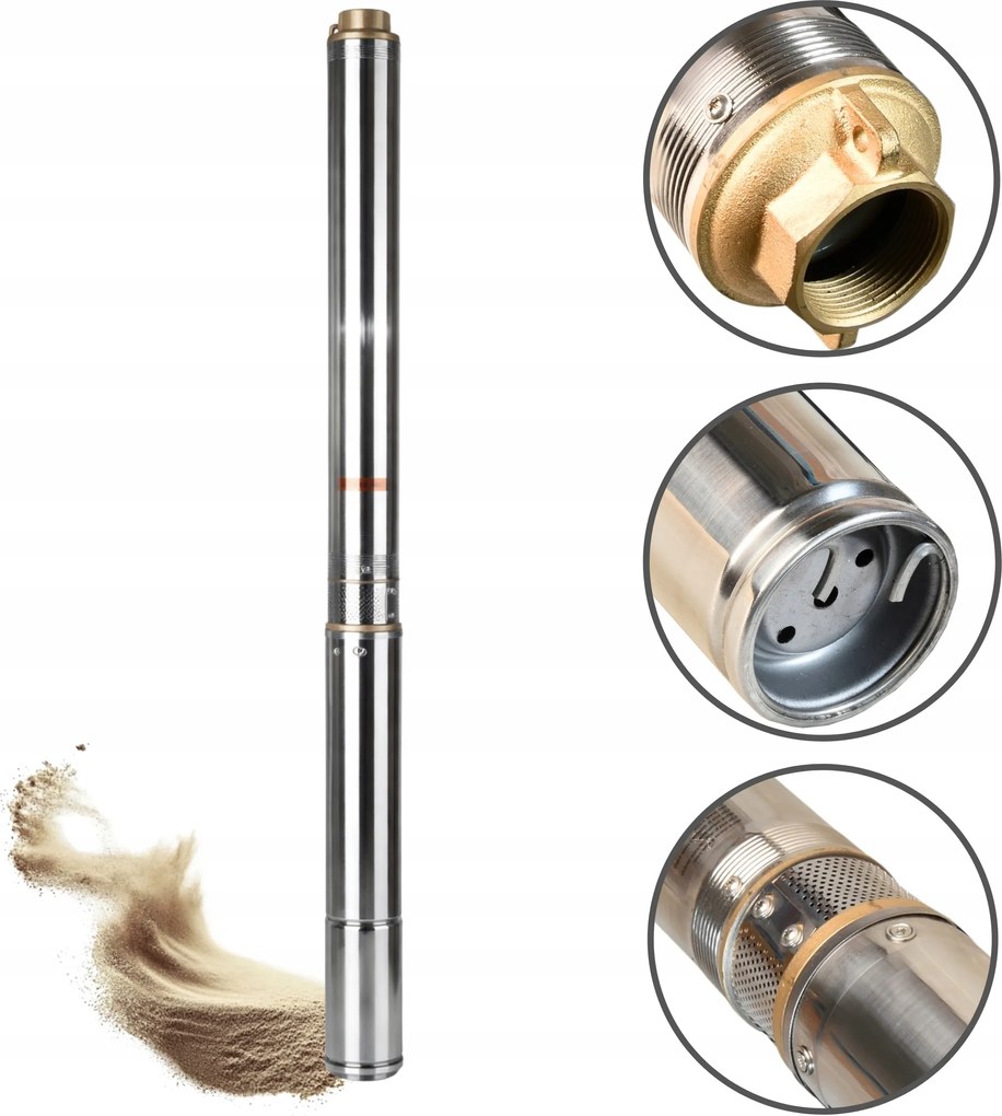 Ponorná Pumpa Do Studne 3" Proti Piesku 550 W 50 L/min 95 M Vody S Rotormi