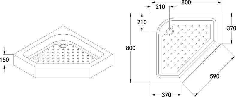 BPS-koupelny Päťuholníkový sprchovací kút HYD-PK07A 80x80 čierna/transparent + vanička HYD-PSV-SXL07A biela