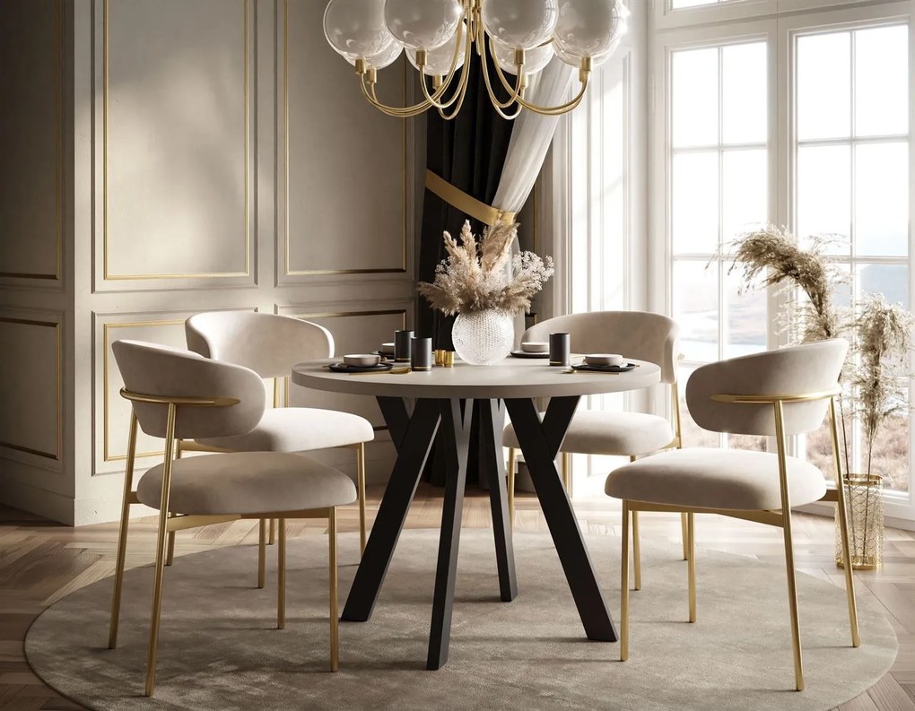 OKRÚHLY ROZKLADACÍ JEDÁLENSKÝ STÔL EWALD KAŠMÍR MATNÝ + ČIERNY 100/140 cm