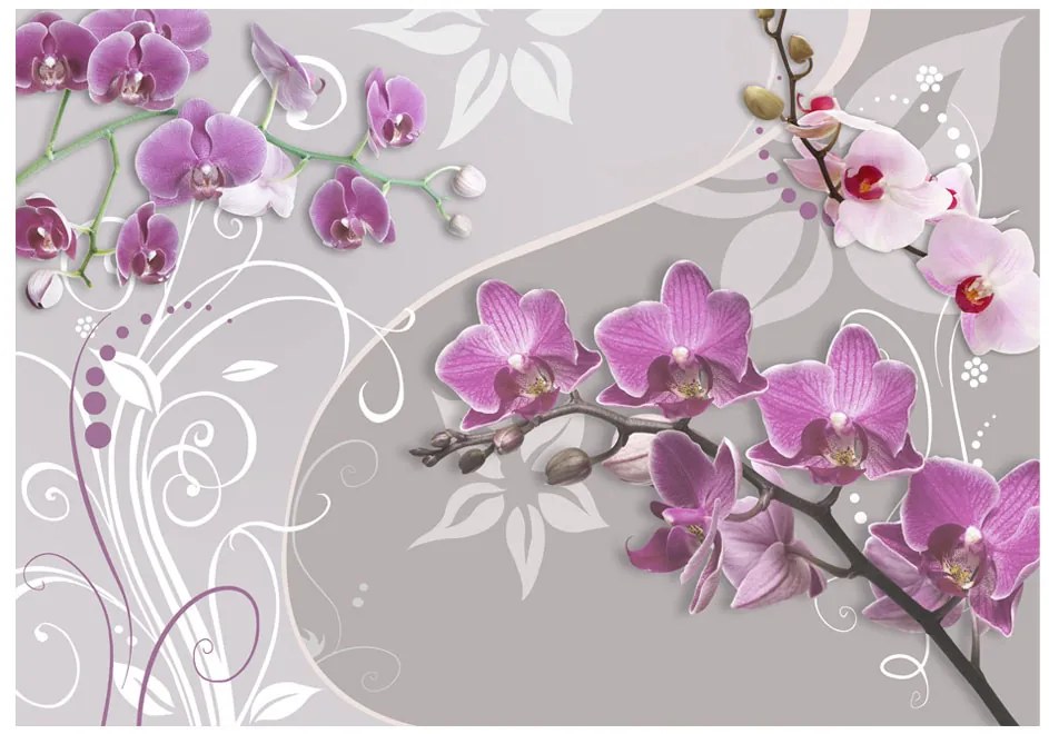 Artgeist Fototapeta - Flight of purple orchids Veľkosť: 400x280, Verzia: Standard