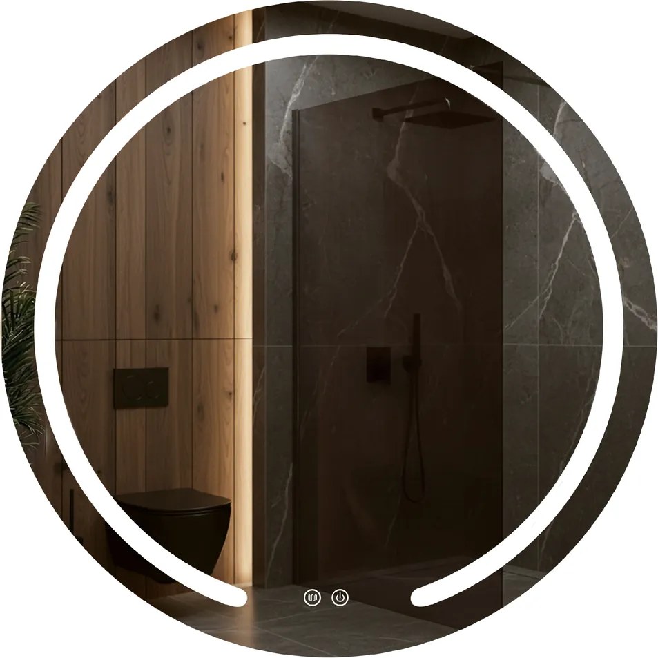 Rea Zrkadlo Modern ⌀90 cm s vyhrievaním a regulovateľným LED osvetlením HOM-00907