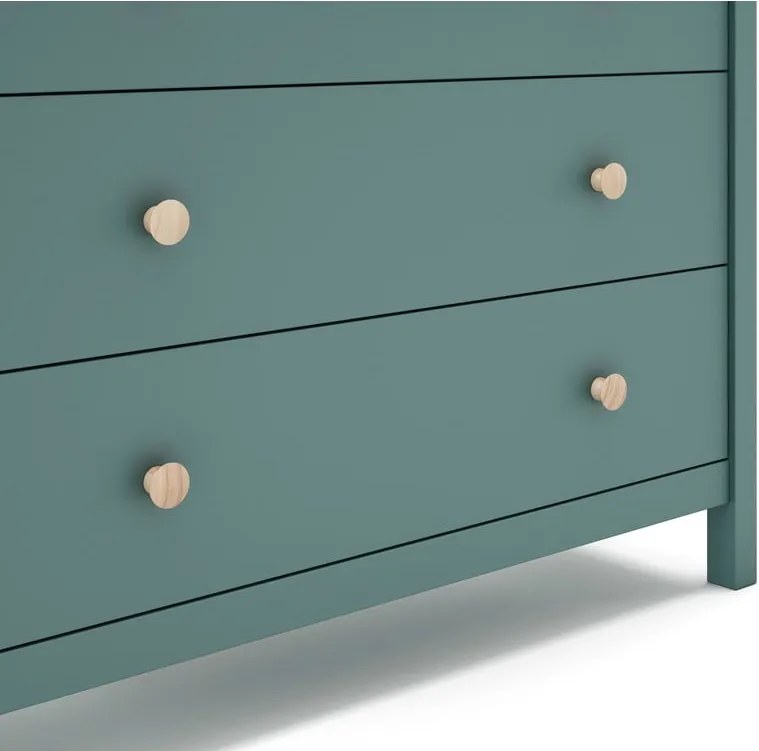 Nízka detská komoda z borovicového dreva v petrolejovej farbe 100x80 cm Max – Marckeric