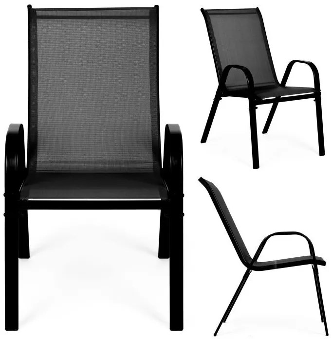 SADA 4 X ZÁHRADNÁ STOLIČKA ALDA ČIERNA