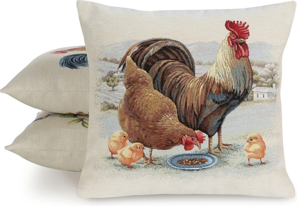 GOBELÍNOVÁ DEKORAČNÁ OBLIEČKA NA VANKÚŠ FOWL 45X45 CM VZOROVANÁ