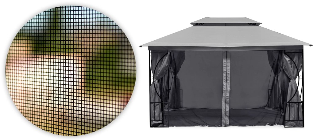 Moskytiéra do záhradného pavilónu 3x4 m s oknami a zipsami, MultiGarden