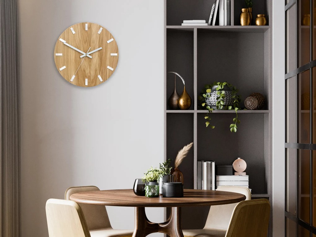 Nástenné hodiny Simple Oak hnedo-biele