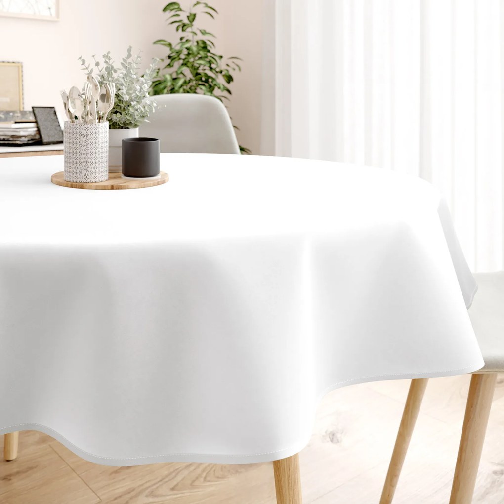 Goldea okrúhly obrus 100% bavlnený kepr - biely Ø 140 cm