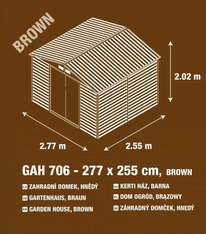 Záhradný domček G21 GAH 706 - 277 x 255 cm, hnedý