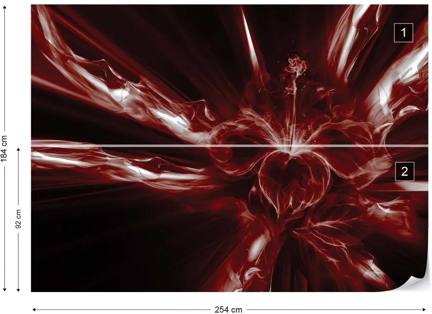 Fototapeta GLIX - Abstract Floral Art Red Light + lepidlo ZADARMO Vliesová tapeta  - 254x184 cm