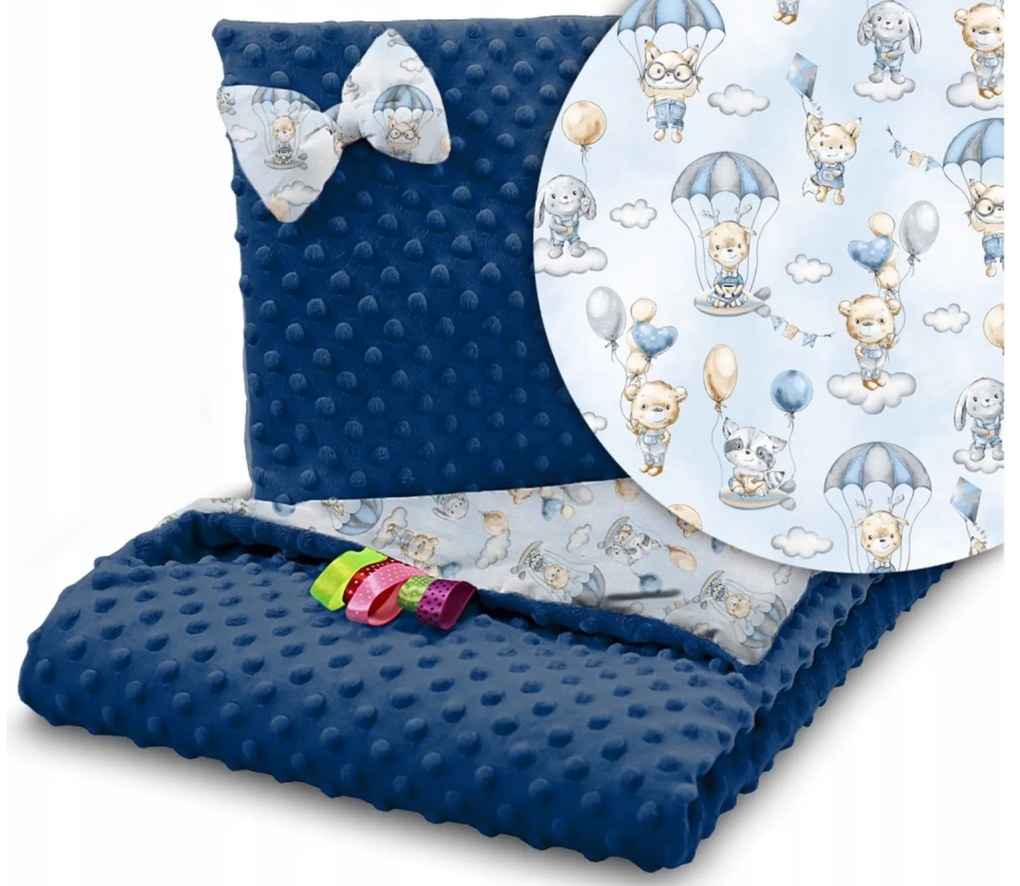 BabiM Deka do kočíka + vankúš 75x100 Minky Animals Farba: sivá-srnky