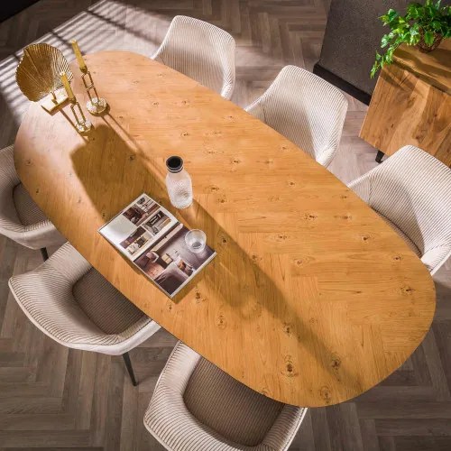 Jedálenský stôl 28-86 Ovál 215x105cm Teak dyha - Komfort-nábytok