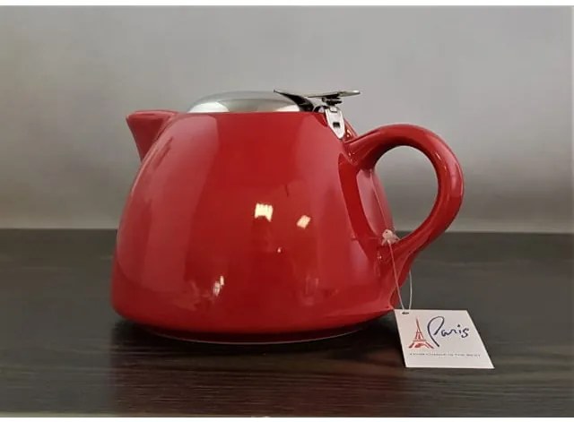 Keramická mini kanvica na čaj s filtrom Eub 650 ml, červená