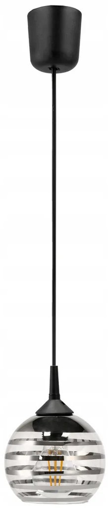 BERGE Sklenená LED závesná lampa 1xE27 - gulička s horizontálnymi pruhmi