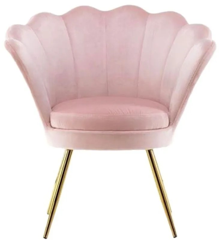 LuxuryForm DESIGN Kreslo FREY VELUR so zlatými nohami - ružové