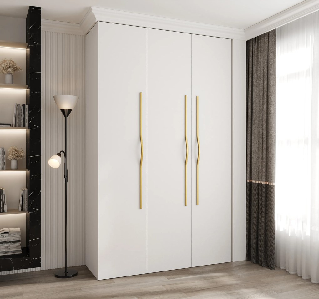 Šatníková skriňa 150 cm Carmela 40-2 (biela + zlatá). Akcia -20%. Vlastná spoľahlivá doprava až k Vám domov. 1126566