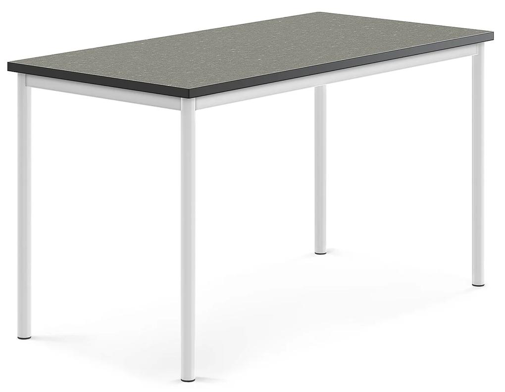 Stôl SONITUS, 1400x700x760 mm, linoleum - tmavošedá, biela