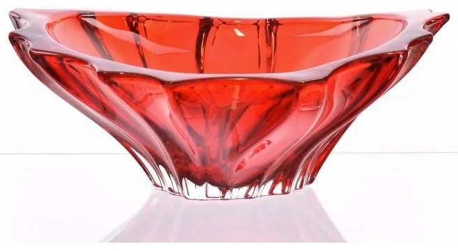 KRIŠTÁĽOVÁ MISKA BOHEMIA PLANTICA 330 MM ČERVENÁ