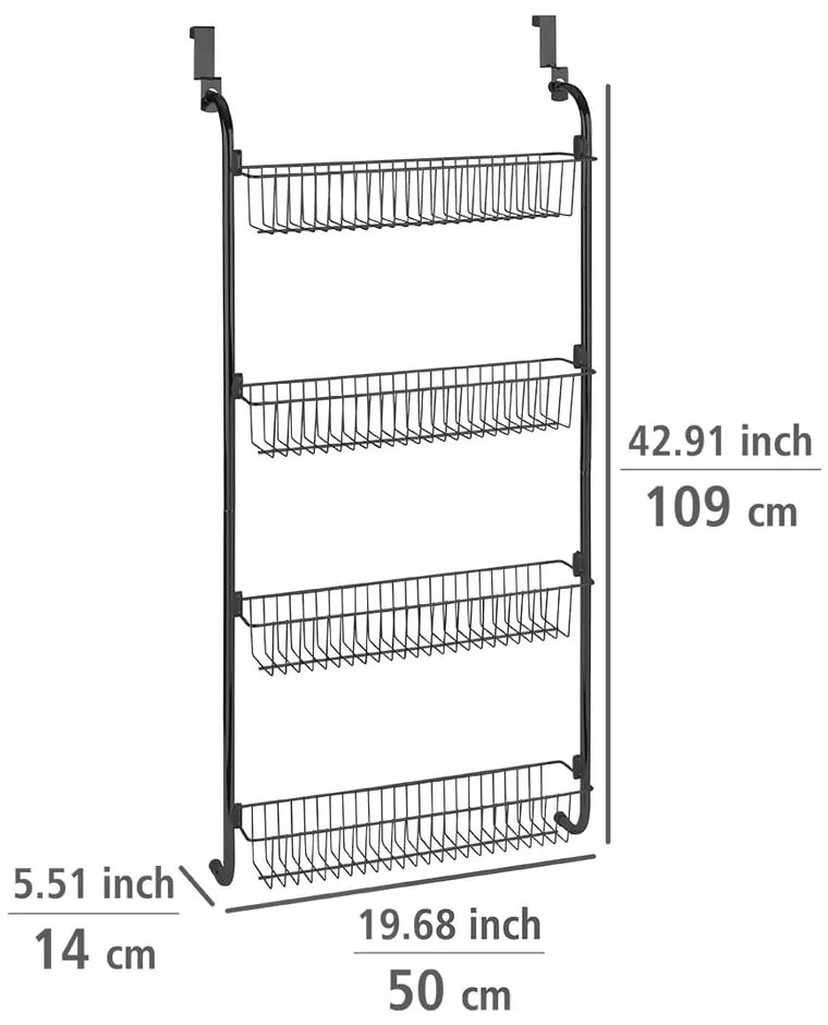 Čierny závesný kuchynský organizér na dvere Wenko