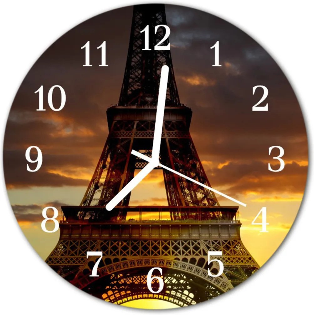 Sklenené hodiny okrúhle  Eiffelova veža v Paríži