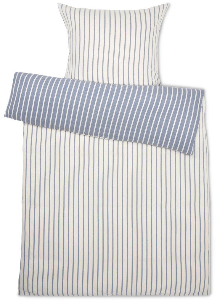 Flanelová posteľná bielizeň, pásikavá, modrá, štandardná veľkosť