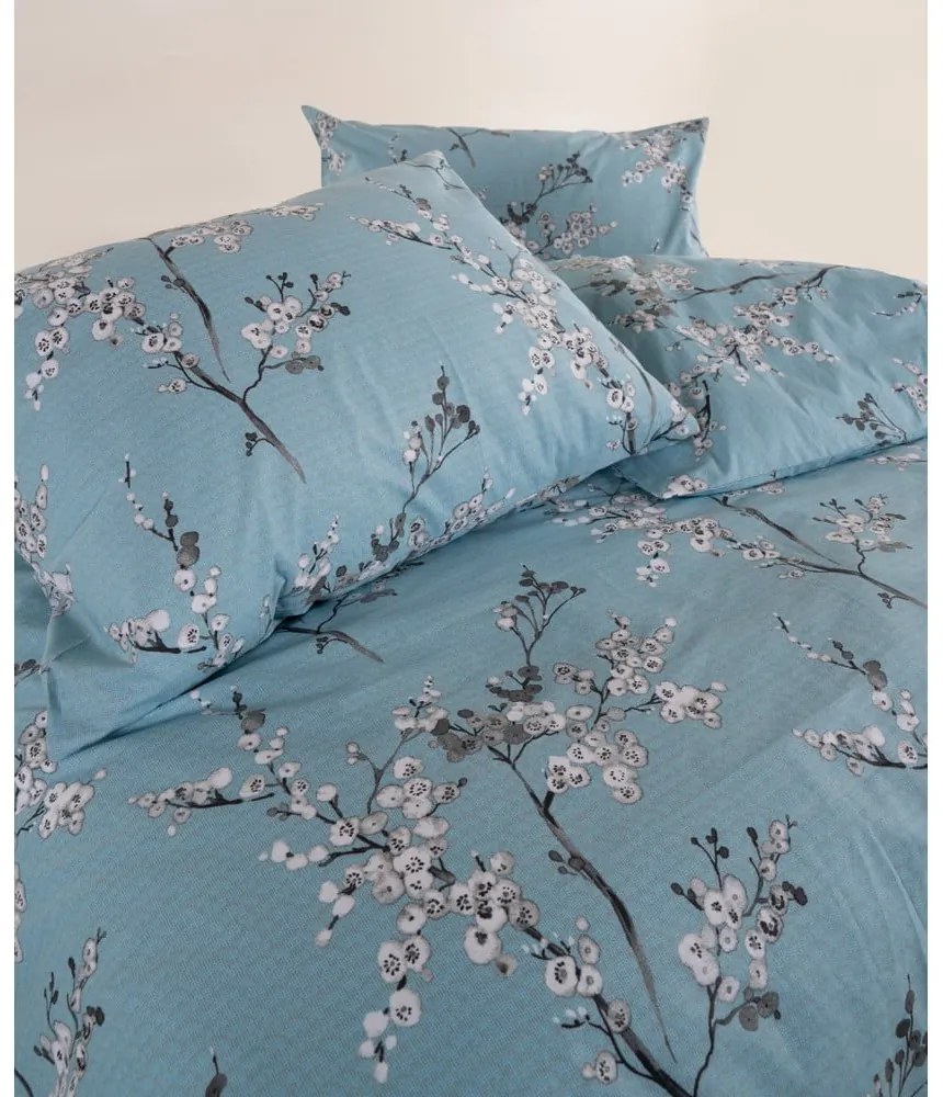 Modré obliečky na jednolôžko z bavlny Renforcé 140x200 cm Blue Floral – Mila Home Luxury