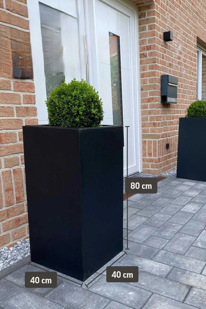 Kvetináč BLOCK, sklolaminát, výška 80 cm, antracit, outlet