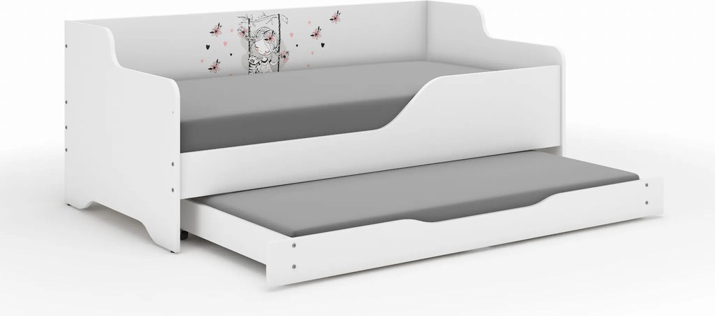 Wooden Toys Detská posteľ LILU 160x80 – Dievčatko na hojdačke s funkciou spania (1)