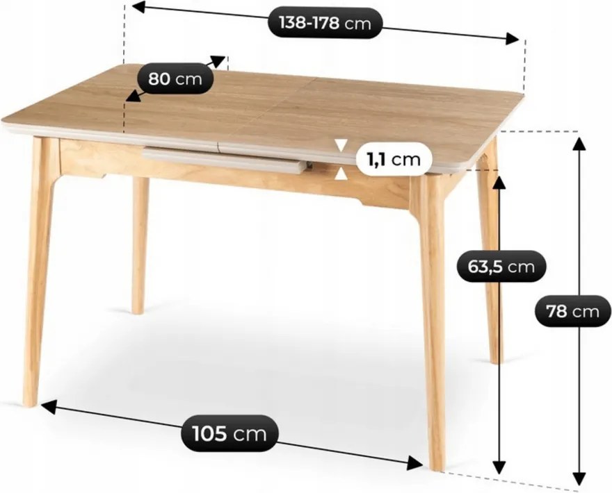 Keramický stôl ADAMO 138-178 cm dub