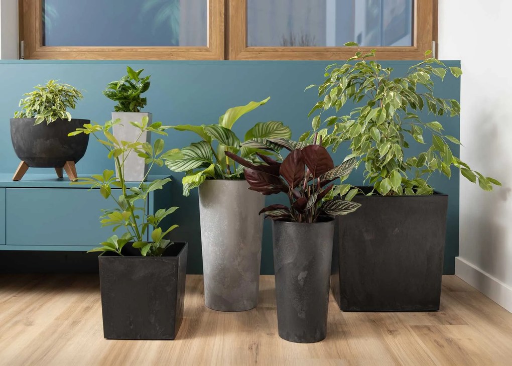 PLASTOVÝ KVETINÁČ URBANIKA SADA 2KS 57X30 CM+46,6X25,5 CM ČIERNA