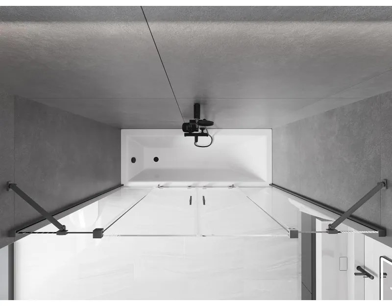 Mexen Velar Duo, 2-krídlová posuvná vaňová zástena 180 x 150 cm, 8mm číre sklo, grafitový matný profil, 896-180-000-02-66