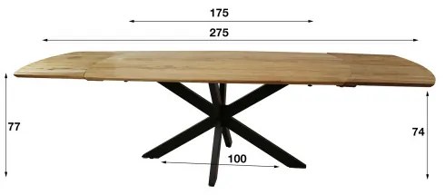 Rozkladací jedálenský stôl 29-69 175/275x90cm Masív Drevo Acacia - Komfort-nábytok