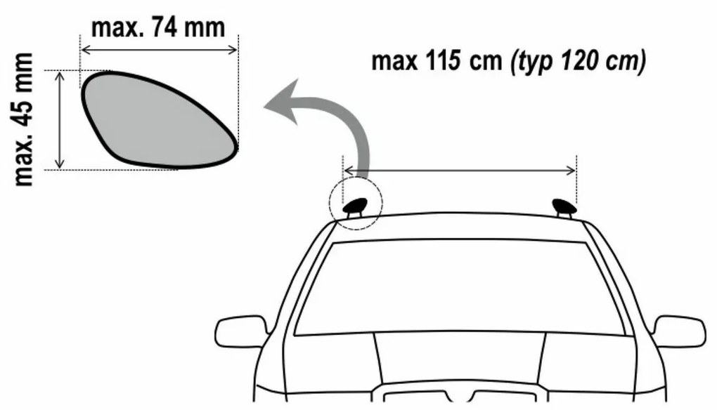 Compass Priečny uzamykateľný nosník ALU-TOP TÜV 120 cm, 2 ks
