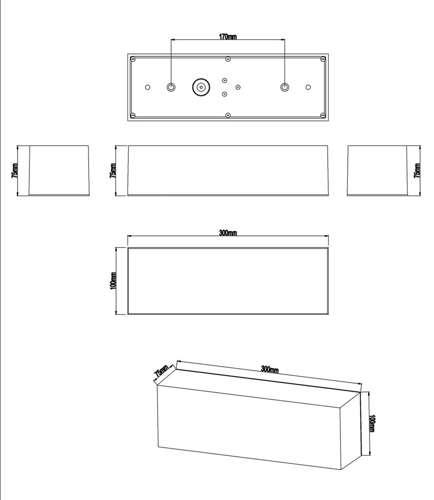 TOP LIGHT Svetlo nástenné-stropné Boxter XL, Biela