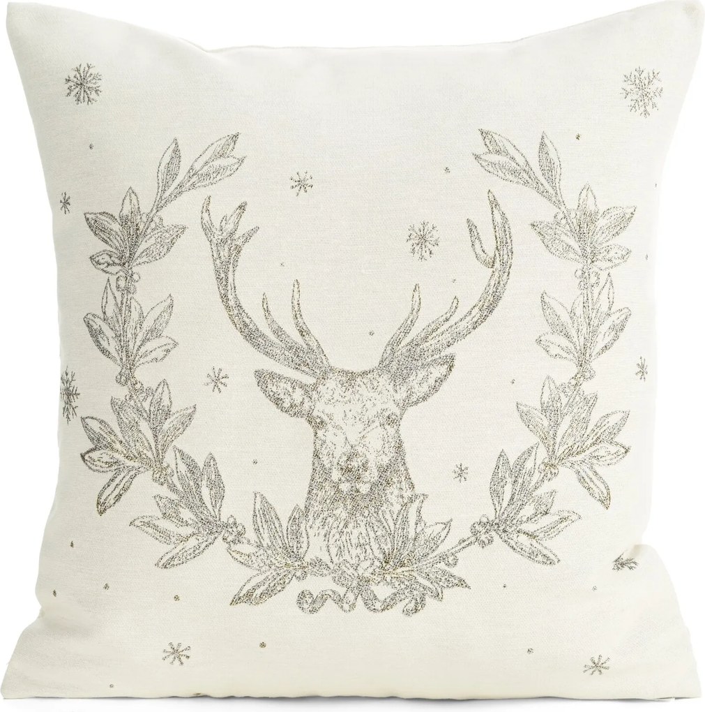 VIANOČNÁ DEKORAČNÁ OBLIEČKA NA VANKÚŠ DEER 45X45 CM VZOROVANÁ