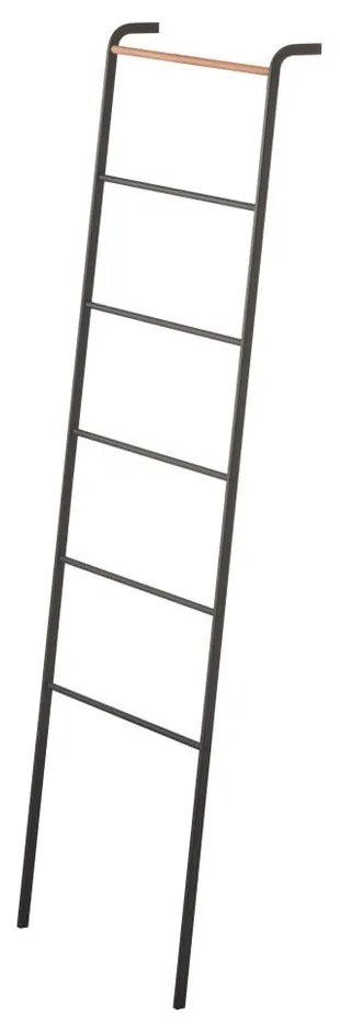 Čierny dekoratívny rebrík s detailom z bukového dreva YAMAZAKI Tower Ladder