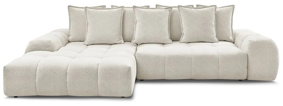 Biela ženilková rozkladacia/s úložným priestorom rohová pohovka (ľavý roh/s leňoškou) Everest – Bobochic Paris