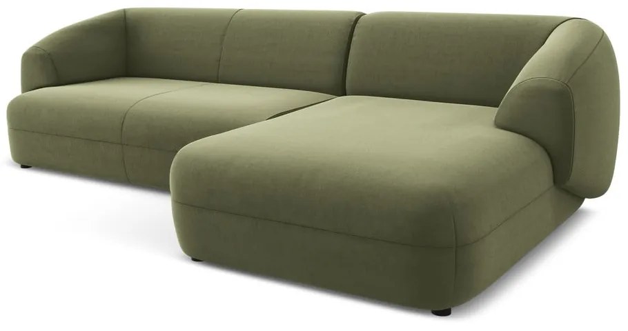 Zelená zamatová rohová pohovka (pravý roh) Moana – Makamii