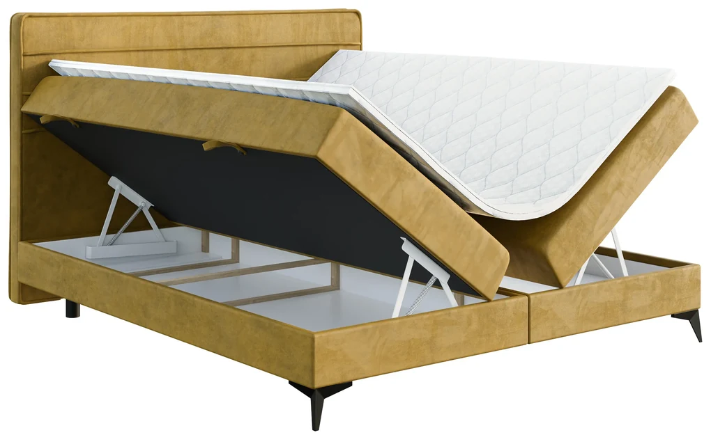 Jednolôžková posteľ Boxspring 120 cm Horazio (žltá) (s matracom a úl. priestorom). Vlastná spoľahlivá doprava až k Vám domov. 1043377