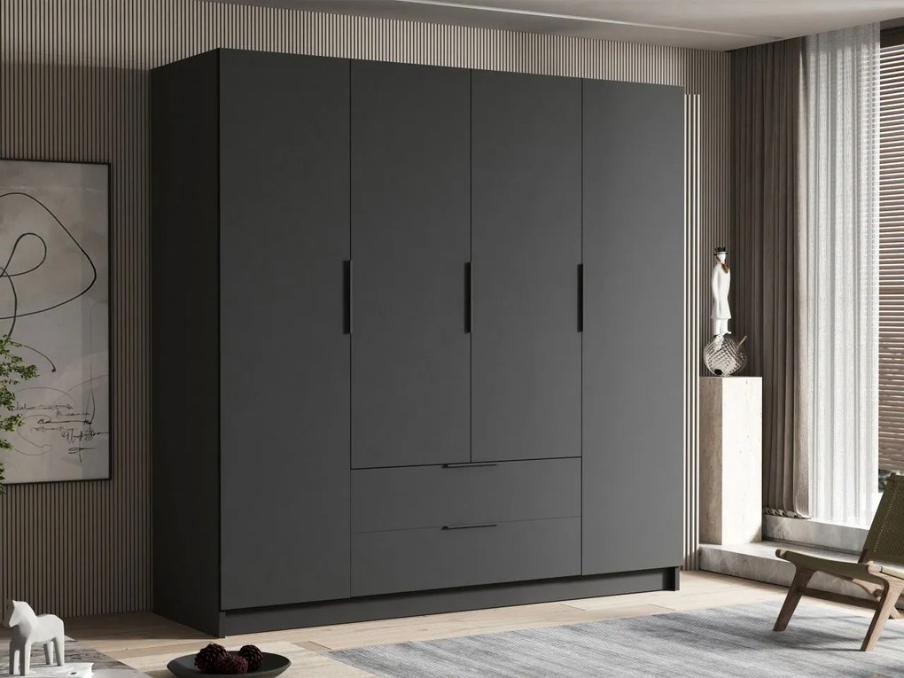 Šatníková skriňa Betaso I 200, Farby: biela / biela + čierna