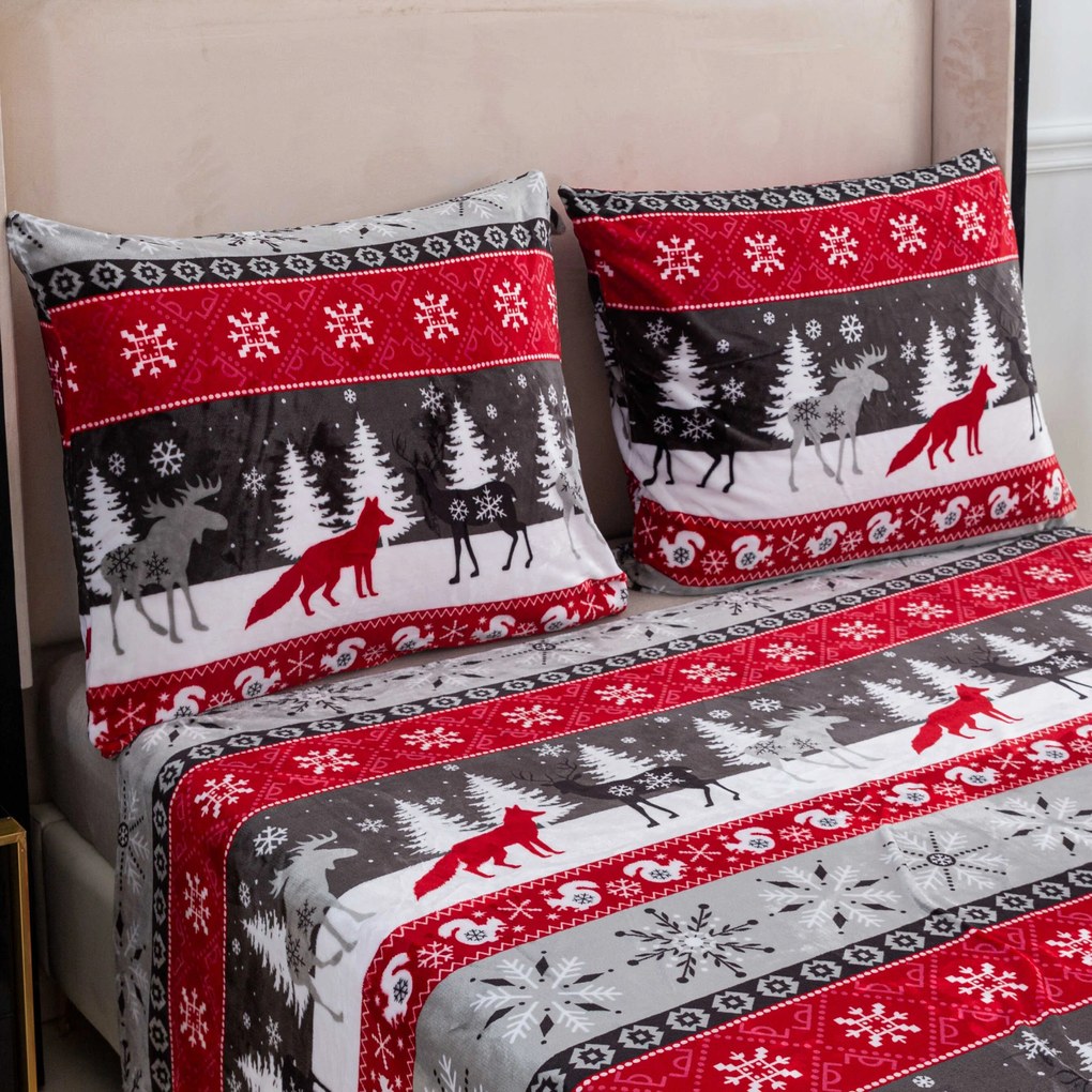 Mikroplyšové obliečky SNOWY FOREST sivé Rozmer obliečky: 2 ks 70 x 90 cm | 200 x 220 cm